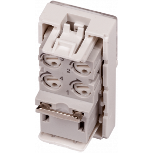 22.5x45 Mosaic insert, RJ-11, with shutter and enlarged label field, white